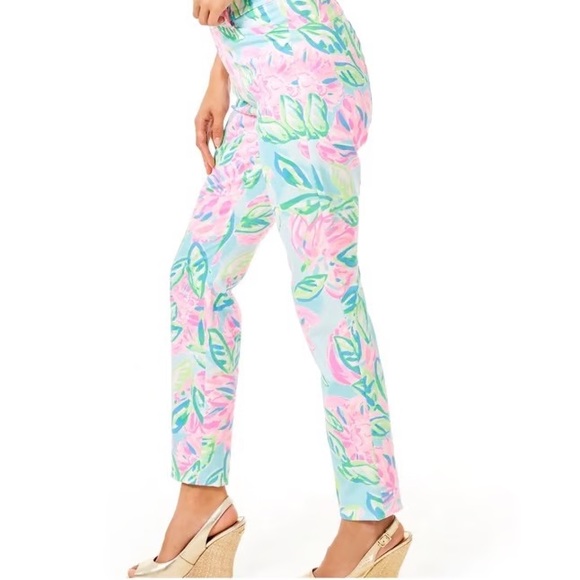 Lilly Pulitzer Pants - Lilly Pulitzer Kelly High Rise Skinny Ankle Pant Totally Blossom Women’s Size 14